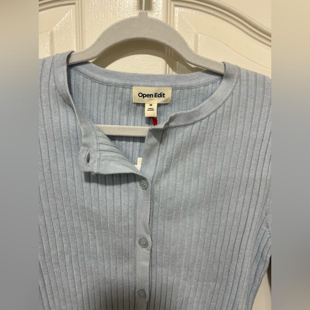 Open Edit Light Blue Ribbed Cardigan NWT - Picture 2 of 4
